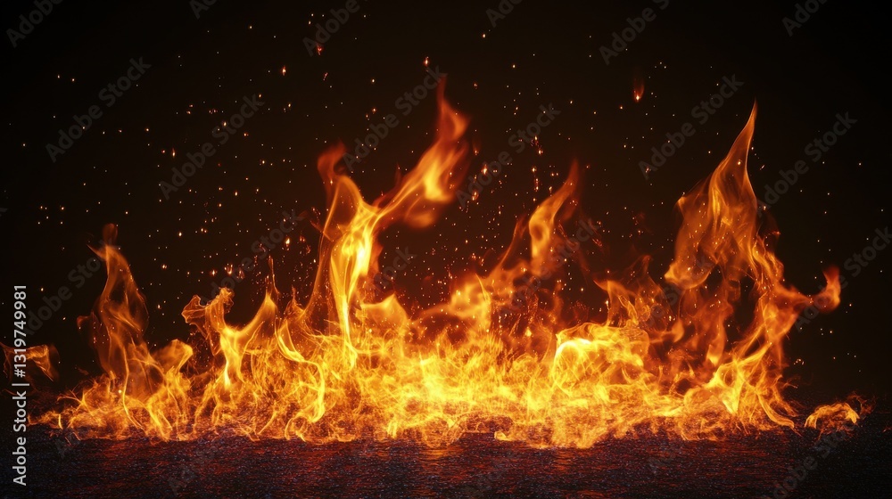 Fire Background. Fire isolated on black.