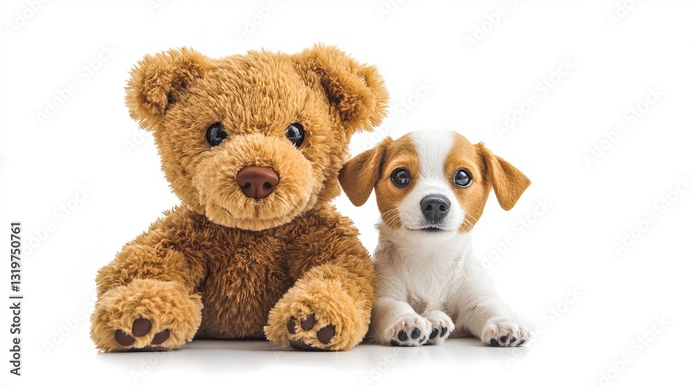 Teddy Bear and Dog Plush Toy on White Background
Teddy Bear and Dog Plush Toy on White Background