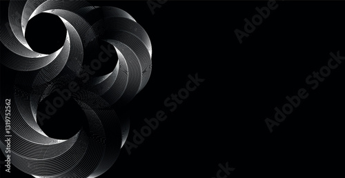 Black abstract bachkround with circles, blac and white gradient