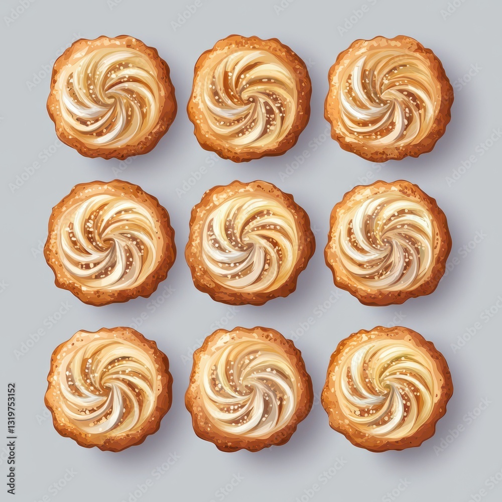 Delicious puff pastry palmier cookies displayed neatly Delicious puff pastry palmier cookies displayed neatly