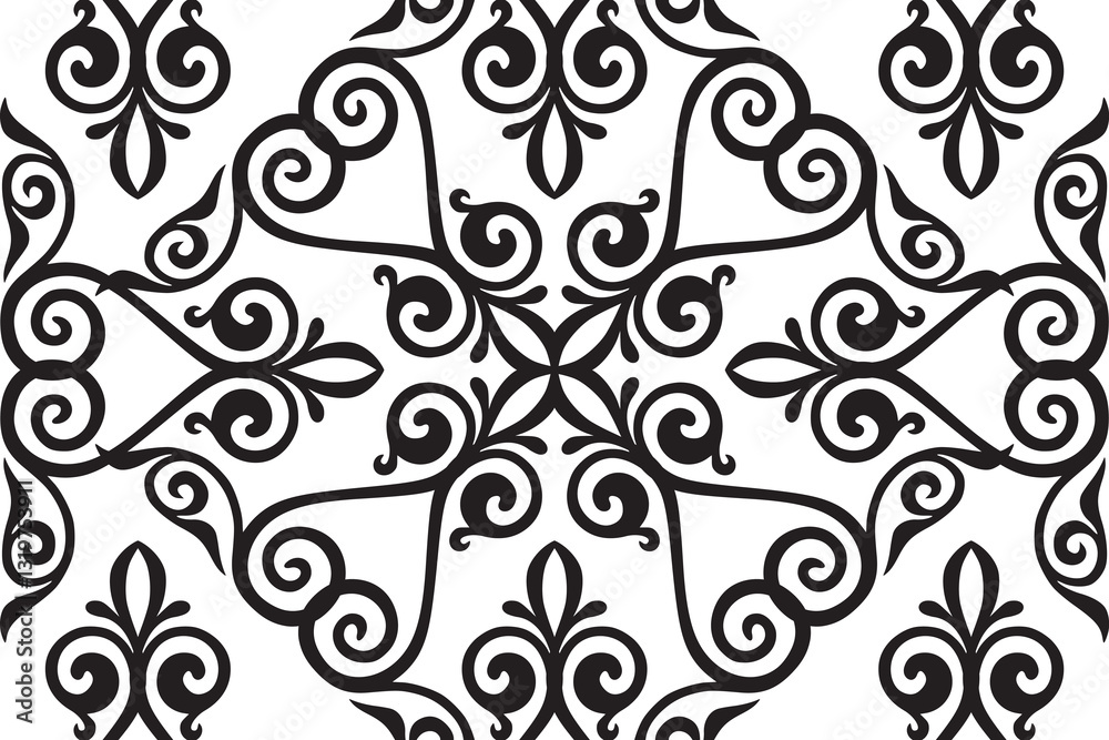 Black Dayak ethnic flower and leaf art design luxury natural batik for wedding presentation. Vector illustration. Black Dayak ethnic flower and leaf art design luxury natural batik for wedding presentation. Vector illustration.