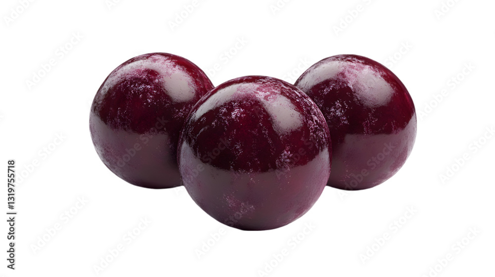 Three fresh purple plums with a glossy texture, isolated on a white background, ripe and juicy fruit, healthy organic food, rich in vitamins and antioxidants, perfect for diet, snacks, and culinary us Three fresh purple plums with a glossy texture, isolated on a white background, ripe and juicy fruit, healthy organic food, rich in vitamins and antioxidants, perfect for diet, snacks, and culinary us