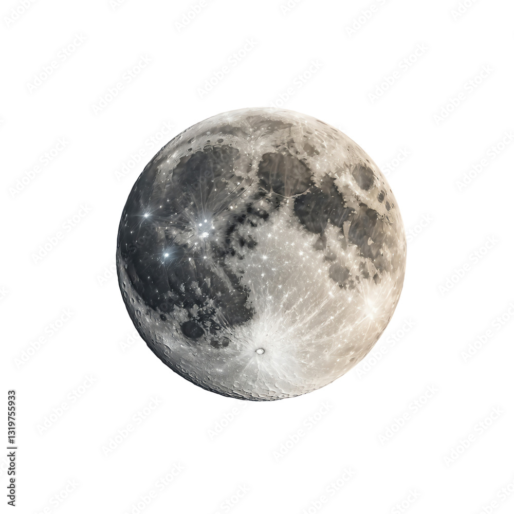 Obraz premium Full moon close-up for space design isolated on transparent background.