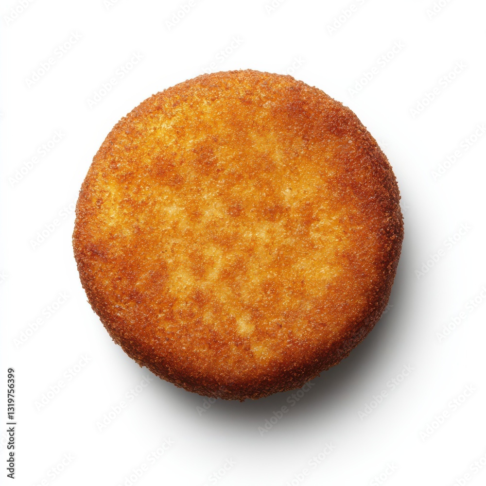 Fried meat cutlet viewed from above on a white background Fried meat cutlet viewed from above on a white background