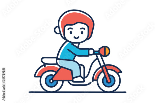 Child Riding a Motorcycle Vector Design