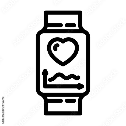 smartwatch heart wearable fitness line icon vector illustration