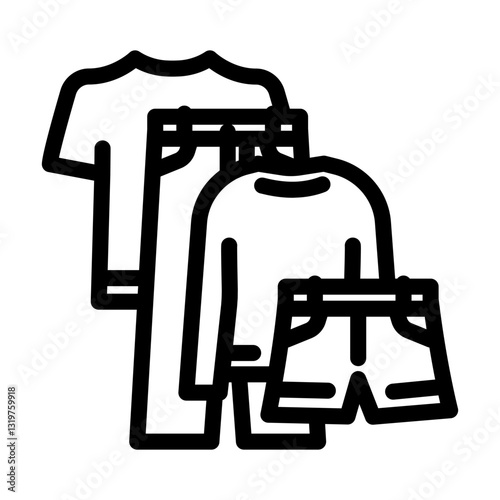 capsule wardrobe thrift driven fashion line icon vector illustration