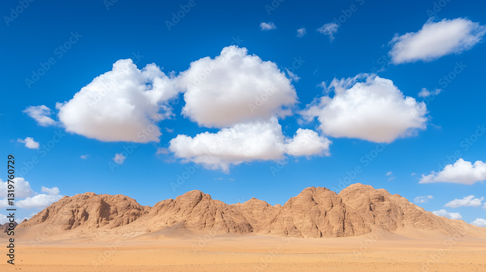 Desert Mountains Under Blue Sky with Clouds Desert Mountains Under Blue Sky with Clouds