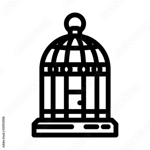 birdcage pet home line icon vector illustration