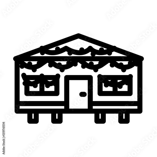 christmas lights mobile home line icon vector illustration