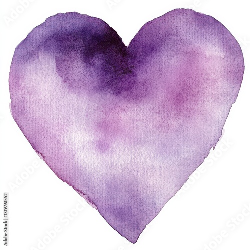 Soft light violet heart watercolor illustration