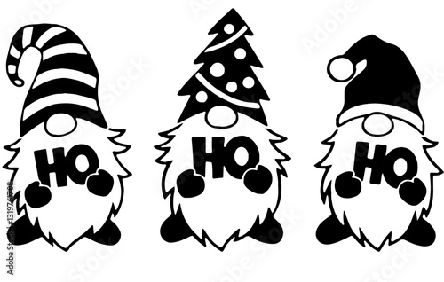 Three Santa's Helpers, Christmas Elves Holding Letters 
