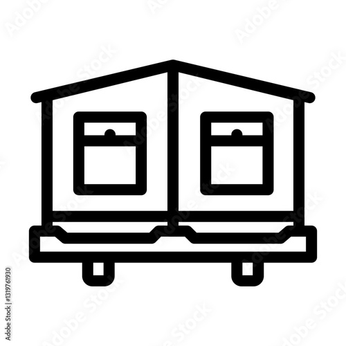 double wide trailer mobile home line icon vector illustration