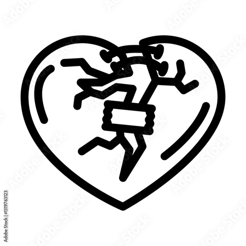 broken heart fracture line icon vector illustration