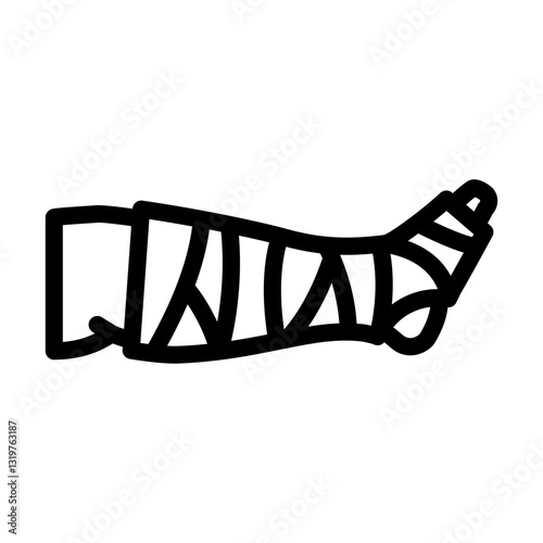 bandaged limb fracture line icon vector illustration