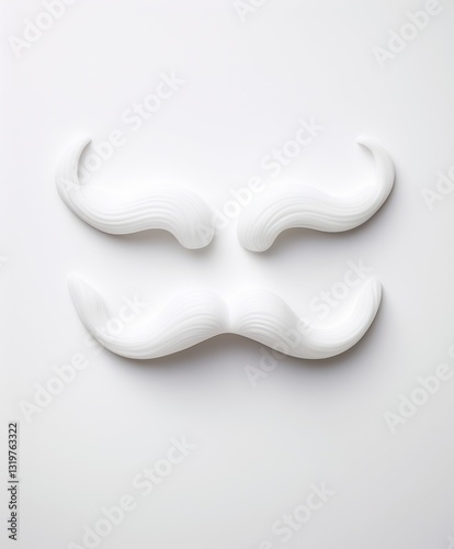 Unique white mustache design on plain background