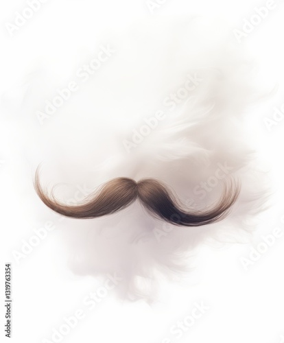 Unique white mustache and beard on a light background