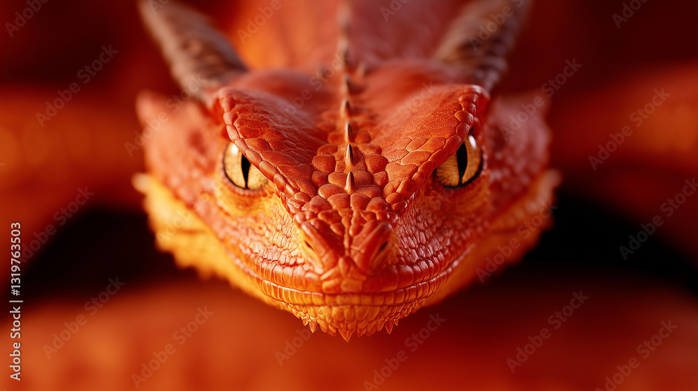 Fototapeta premium Close-up of a red dragon with intense gaze