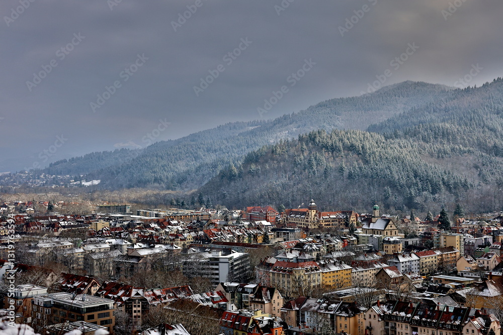 Fototapeta premium Blick auf Freiburg im Winter