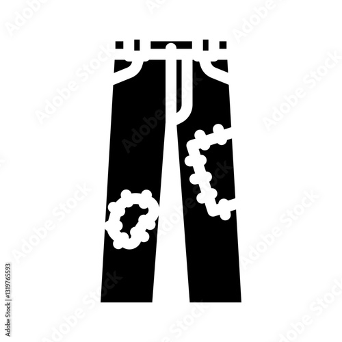 jeans patches thrift driven fashion glyph icon vector illustration