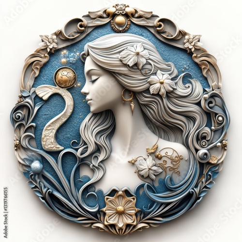 Aquarius sign with elegant feminine design