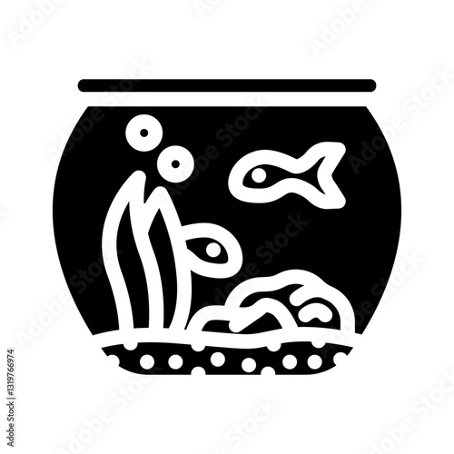 fish bowl multi species home glyph icon vector illustration