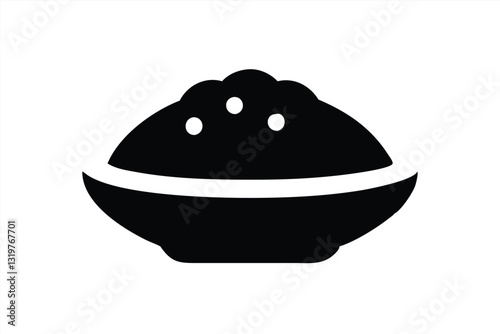 Bowl of rice silhouette on a plain background