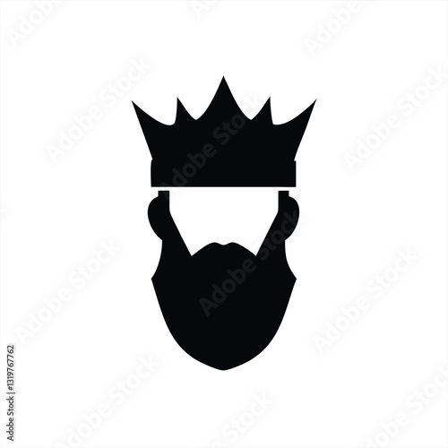 King with crown and beard illustrated in vector style