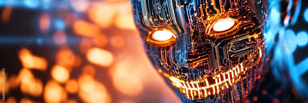 Fototapeta premium jack o lantern fashionista deepfake technology artificial intelligence circuitry -