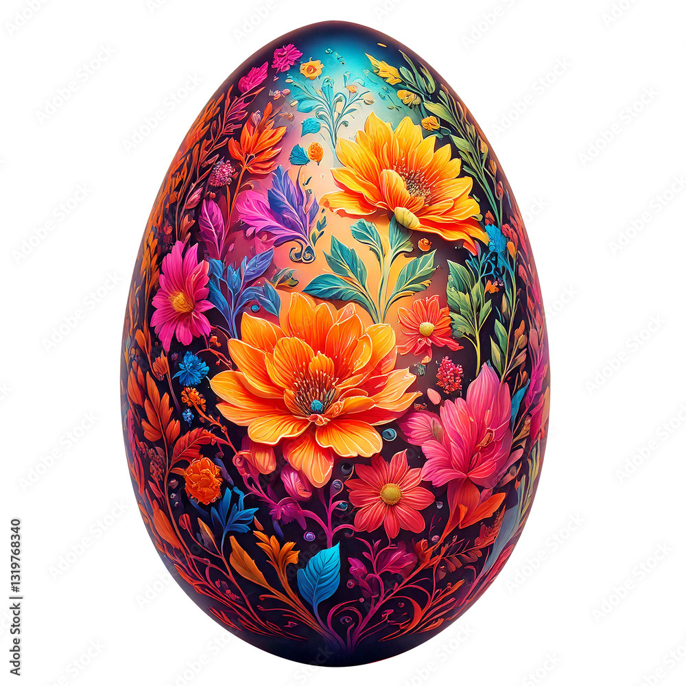 Beautiful Easter egg with floral ornament on a transparent background Beautiful Easter egg with floral ornament on a transparent background