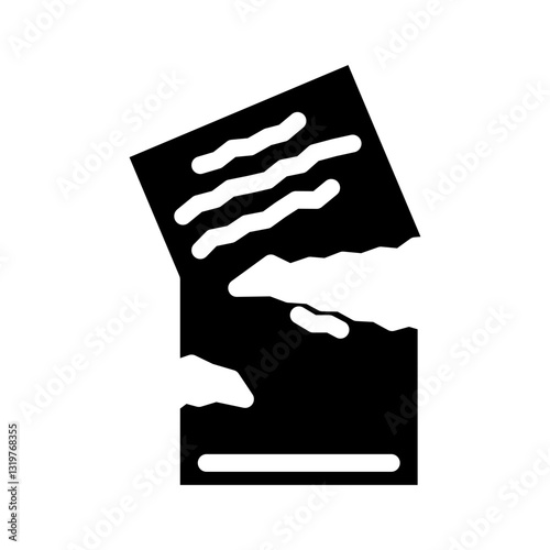 torn paper fracture glyph icon vector illustration