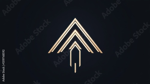 Minimalist line arrow with upward trajectory, clean logomark design symbolizing growth and progress. photo