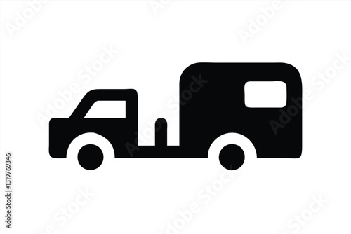 Black truck vector towing a trailer for outdoor fun