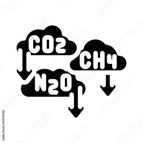 greenhouse gas reduction carbon glyph icon vector illustration