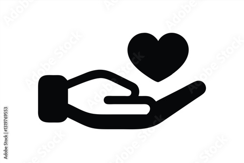 Hand offering a heart symbol in vector illustration format