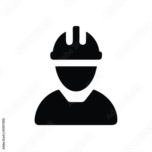 Worker wearing hard hat in vector illustration style
