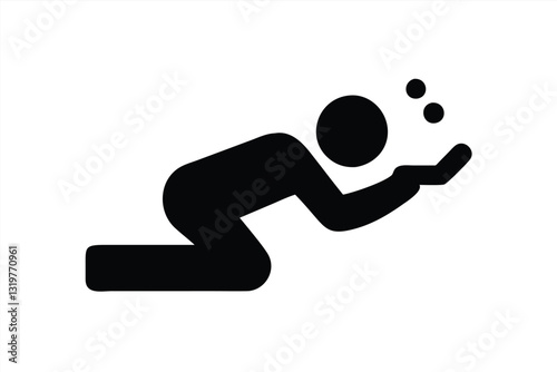 Silhouette of a person kneeling with hands raised in offering