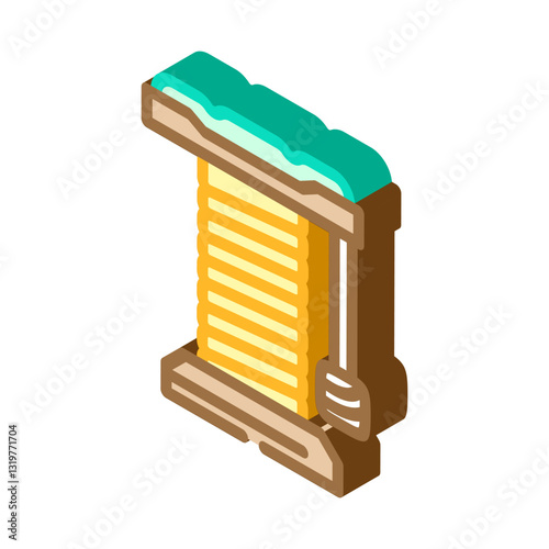 cat scratching post pet home isometric icon vector illustration