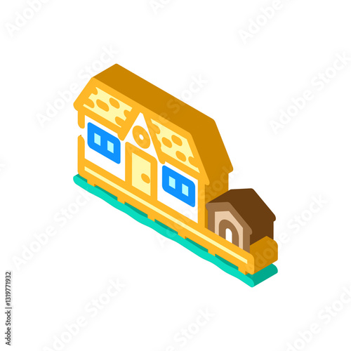 doghouse mobile home isometric icon vector illustration