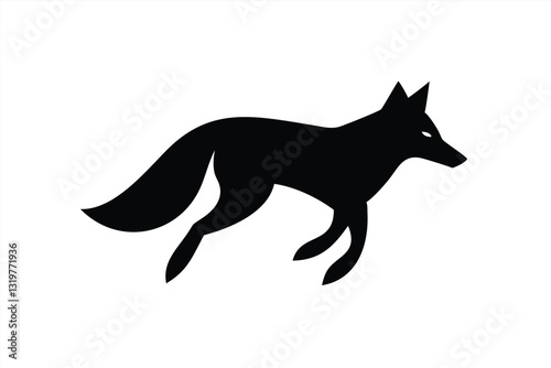 Vector illustration of a running fox silhouette in motion