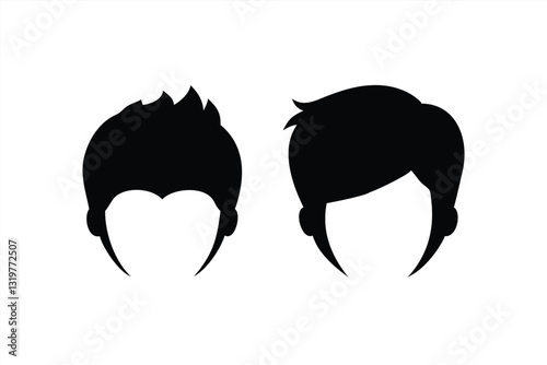 Clean vector illustration of male hairstyles for design projects