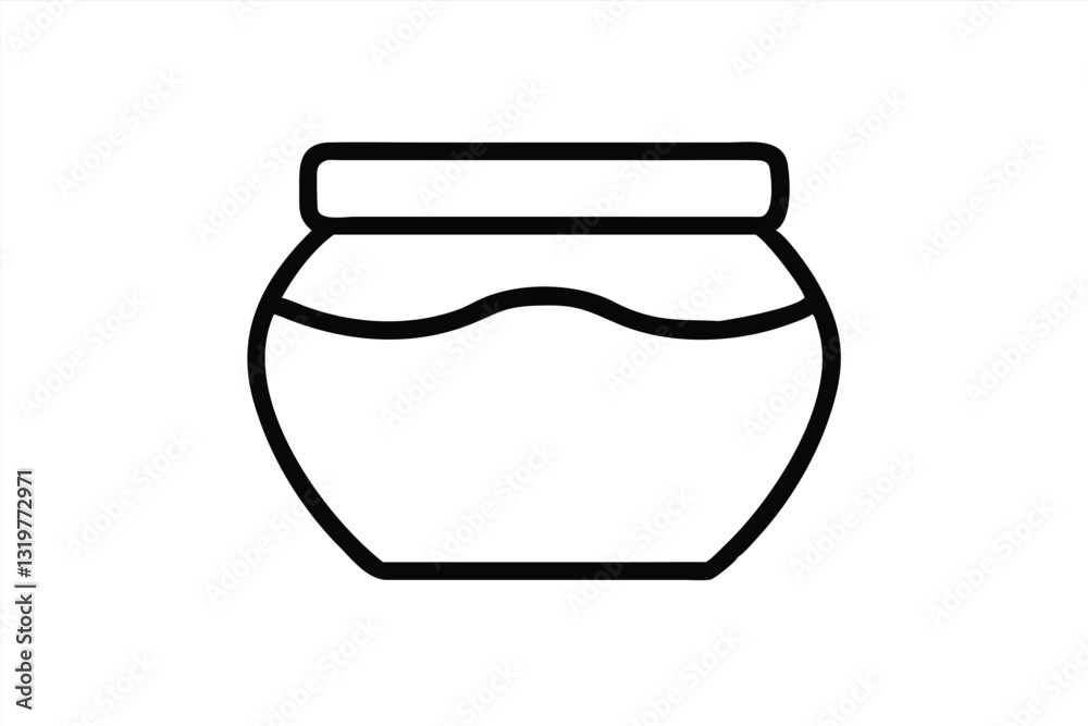 Simple vector illustration of a round jar with wavy content Simple vector illustration of a round jar with wavy content