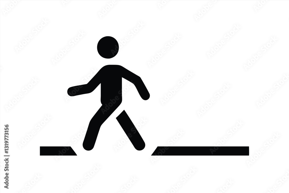 Simple vector illustration of a person walking on a path Simple vector illustration of a person walking on a path