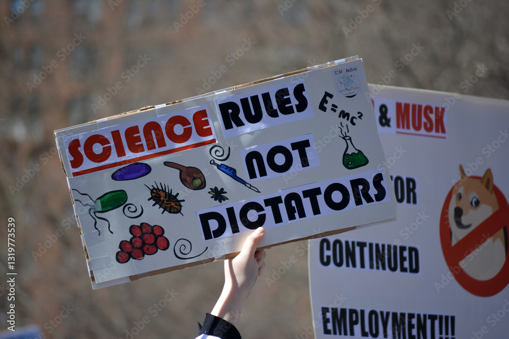Sign at a Stand up for Science rally in New York City.