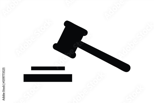 Gavel striking sound block in a courtroom setting