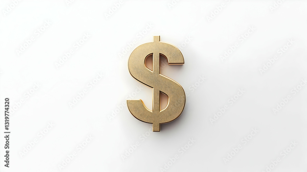 Intricate Gold Dollar Sign On Clean White Background Symbol Of Wealth And Finance Intricate Gold Dollar Sign On Clean White Background Symbol Of Wealth And Finance