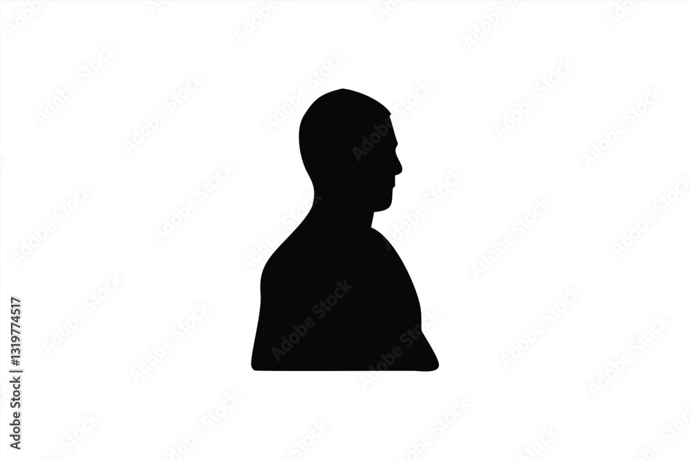 Silhouette of a person in profile view against a white background Silhouette of a person in profile view against a white background