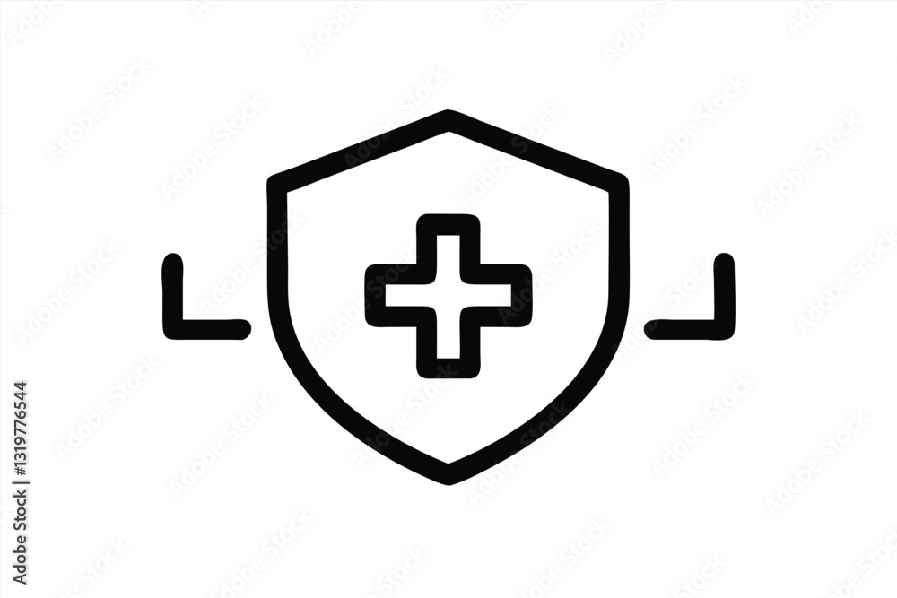Modern vector illustration of a medical shield symbol design Modern vector illustration of a medical shield symbol design
