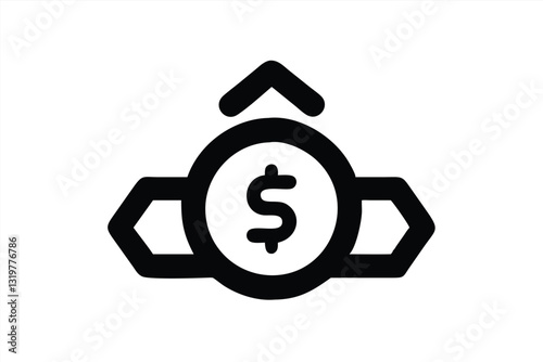 Dollar sign with upward arrows symbolizing growth