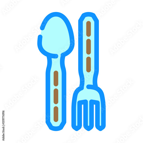 fork spoon titanium ultralight color icon vector illustration